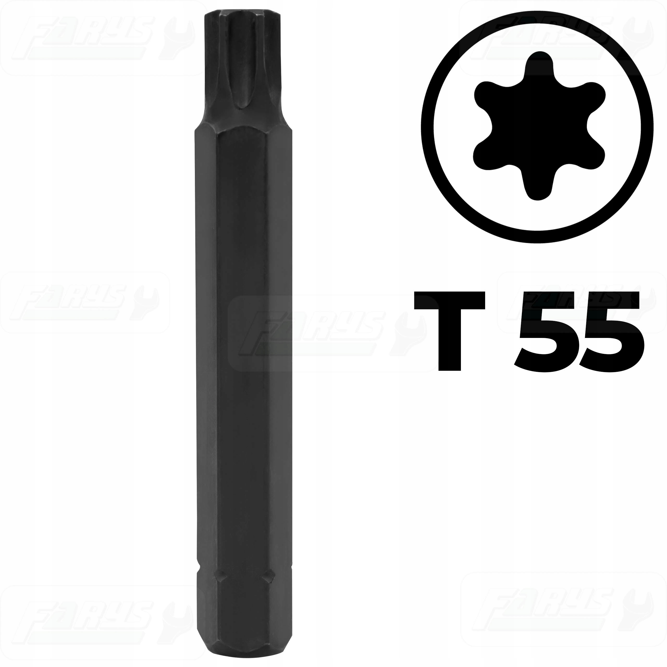 Bit Torx T55 Końcówka Grot Hex 10mm Długość 75mm Stal S2 FR0442 Farys