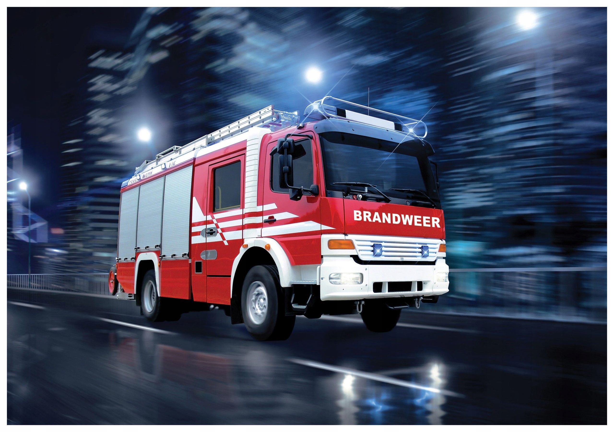 Fototapeta Noční hasičský vůz Červené město Auto 312x219 lepidlo