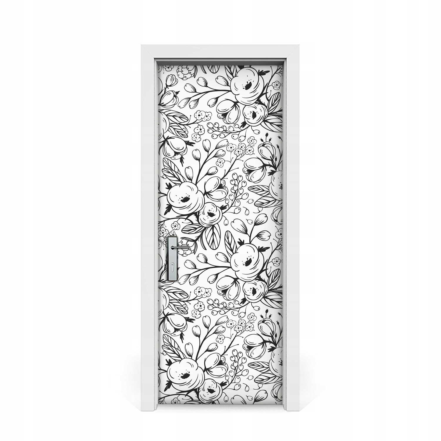 

Naklejka na drzwi Czarno-białe kwiaty 75x205
