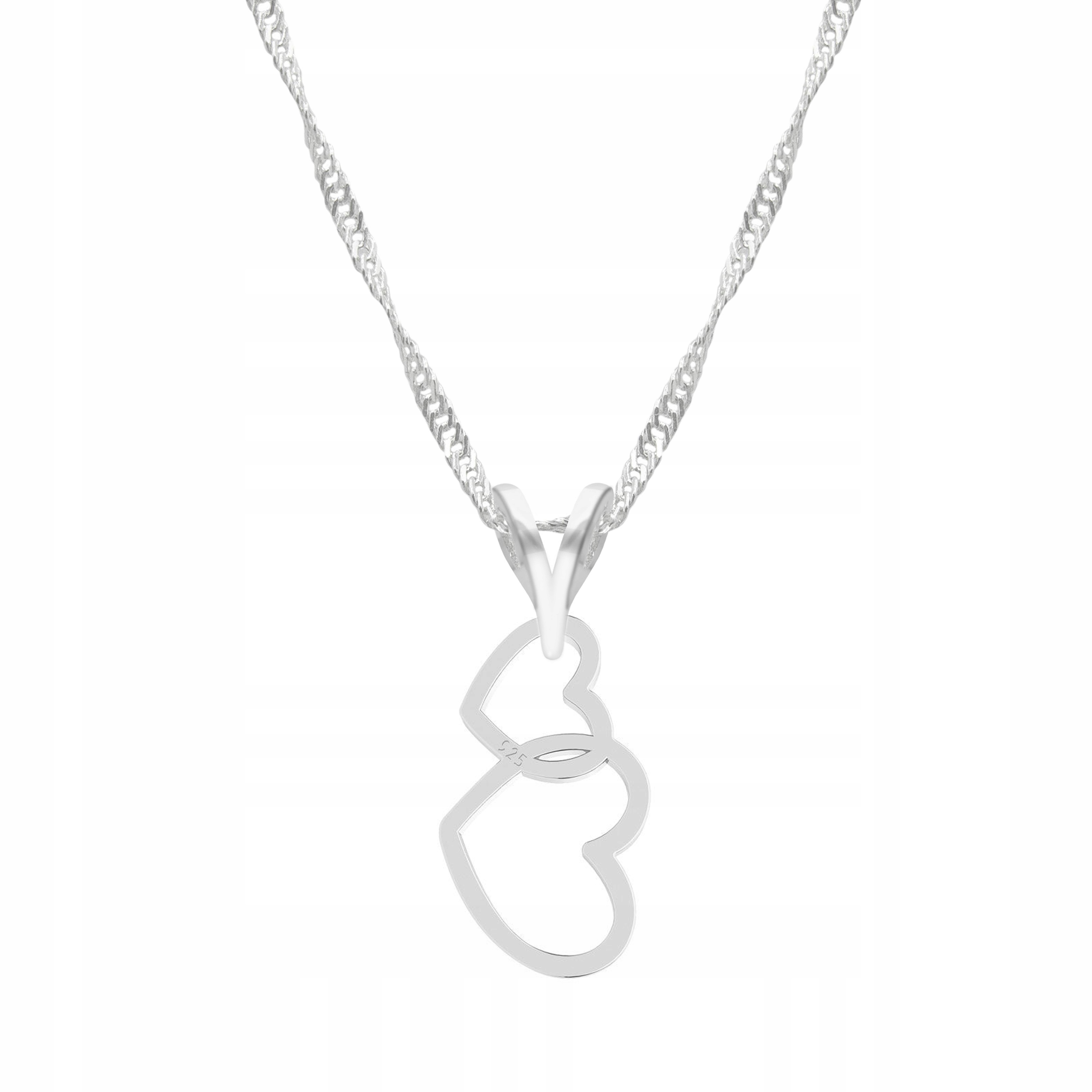 Stříbrný řetízek náhrdelník 925 Dvě Srdce