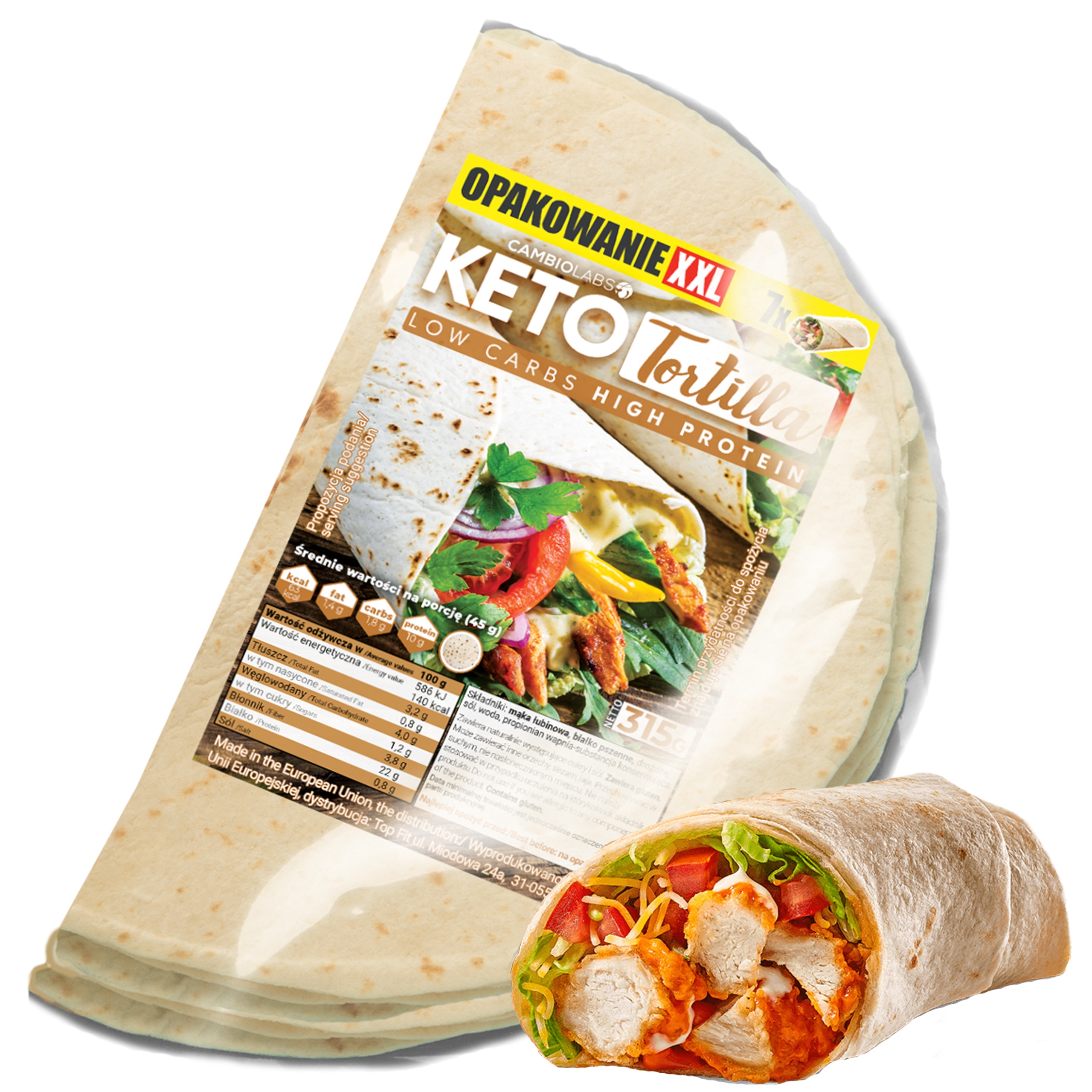 WRAP KETO TORTILLA wersja XXL 7 placków - dla diabetyków cukrzyków Low Carb