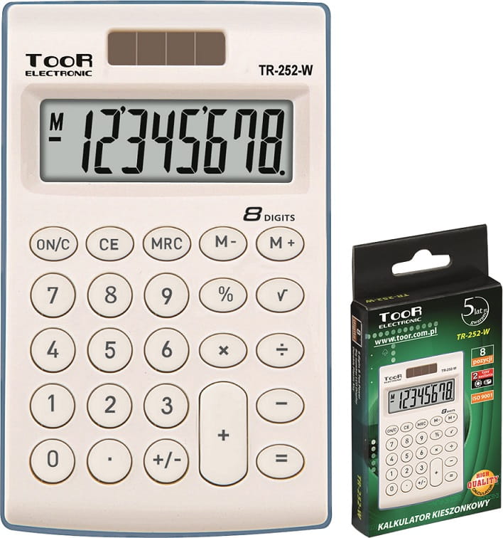 

Kalkulator kieszonkowy TR-252 8 poz Biały