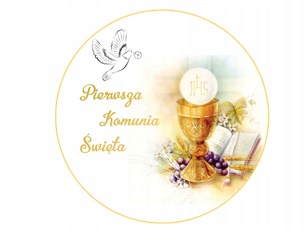 

Dekoracyjny Opłatek na tort na Komunię Komunijny
