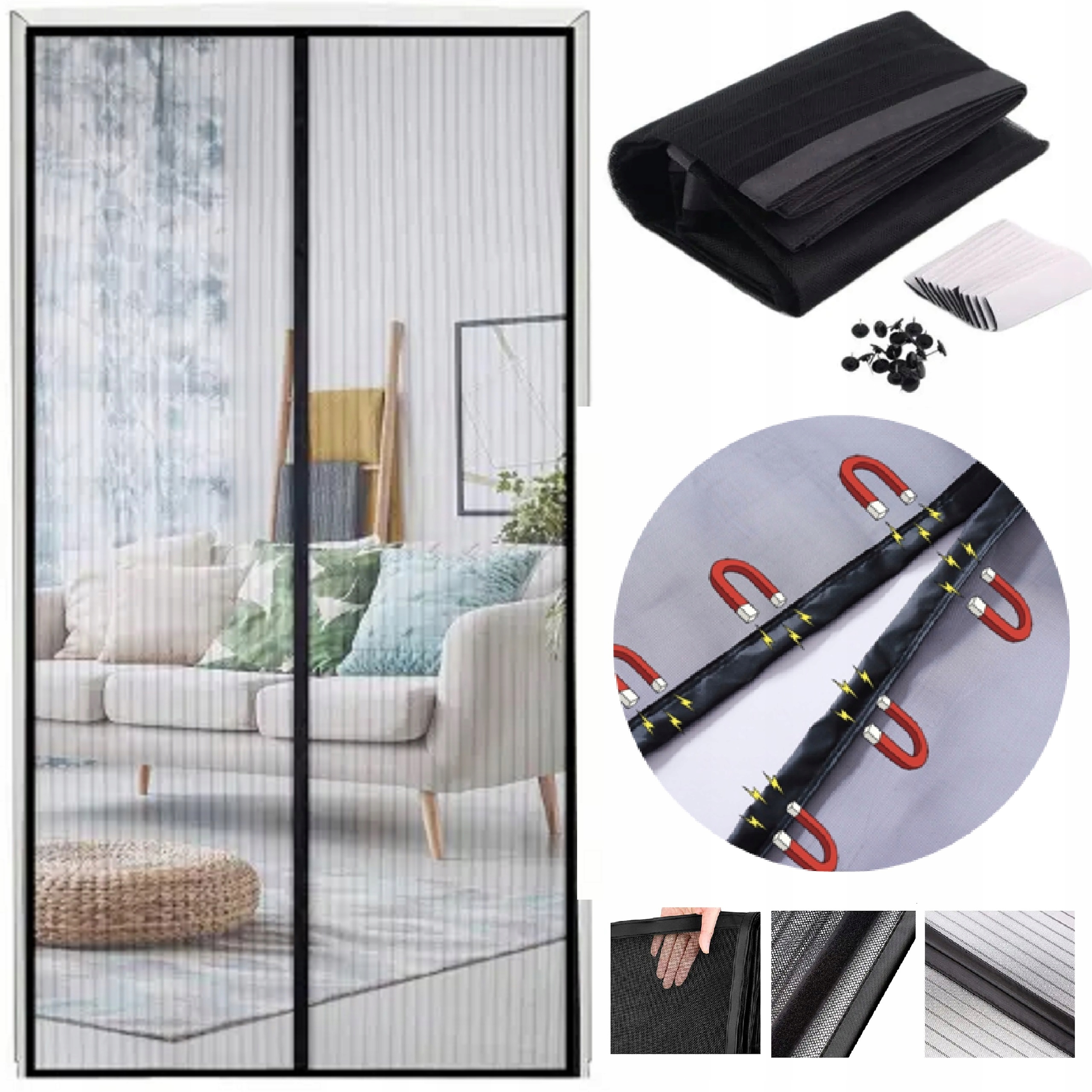 MOSKITIERA SIATKA NA DRZWI NA OWADY MAGNETYCZNA