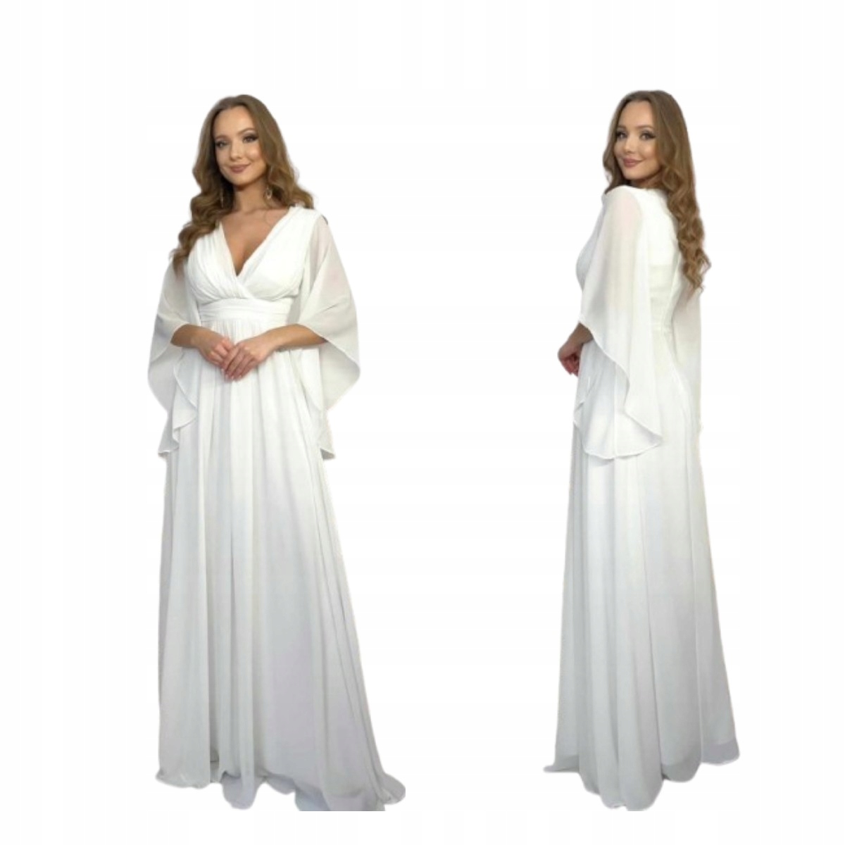 Maxi Šaty S Rukávy Łucja Bílé 36/S