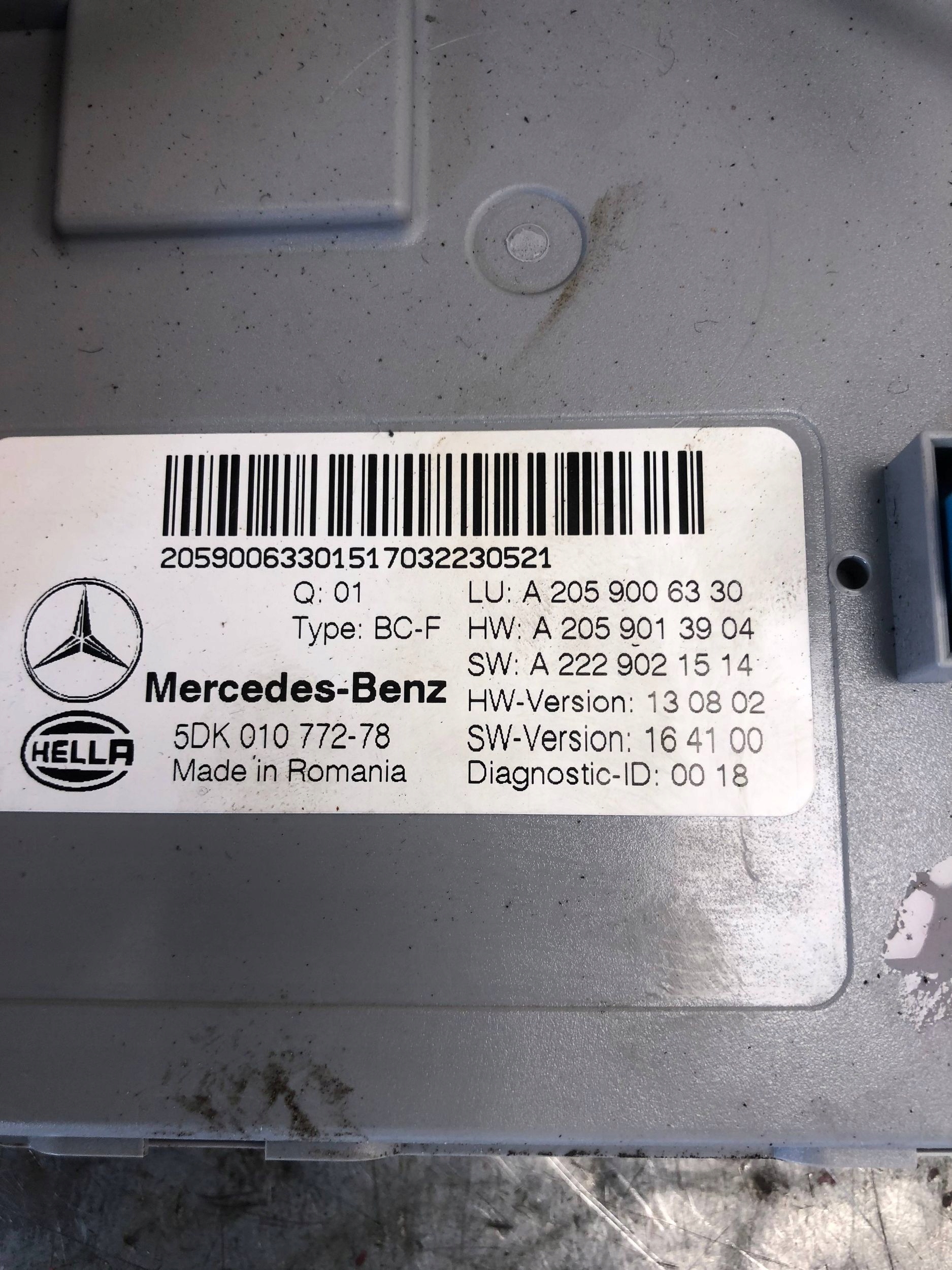 Unité commande confort MERCEDES W205 KOMBI A2059006330