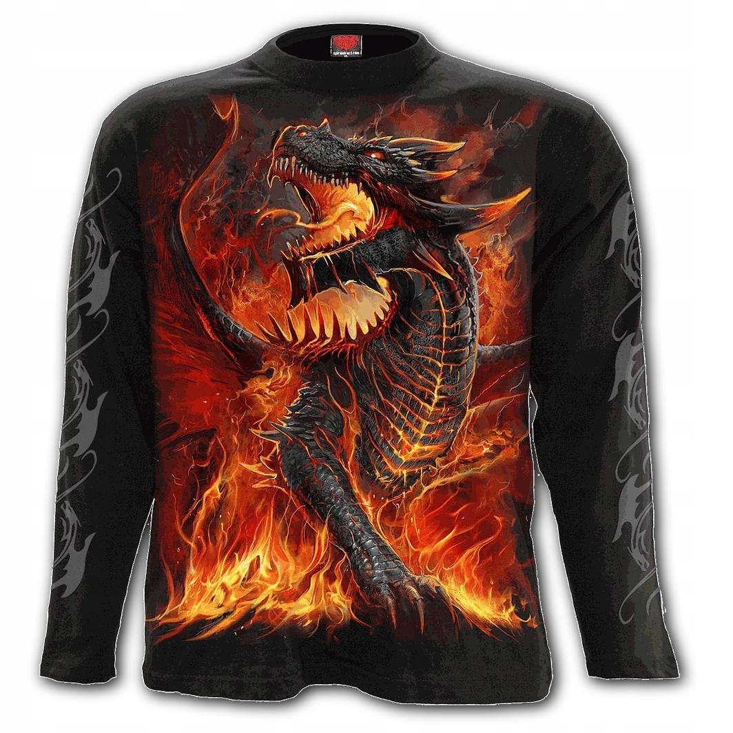 Draconis Dlouhý rukáv s drakem, černý Spiral XL