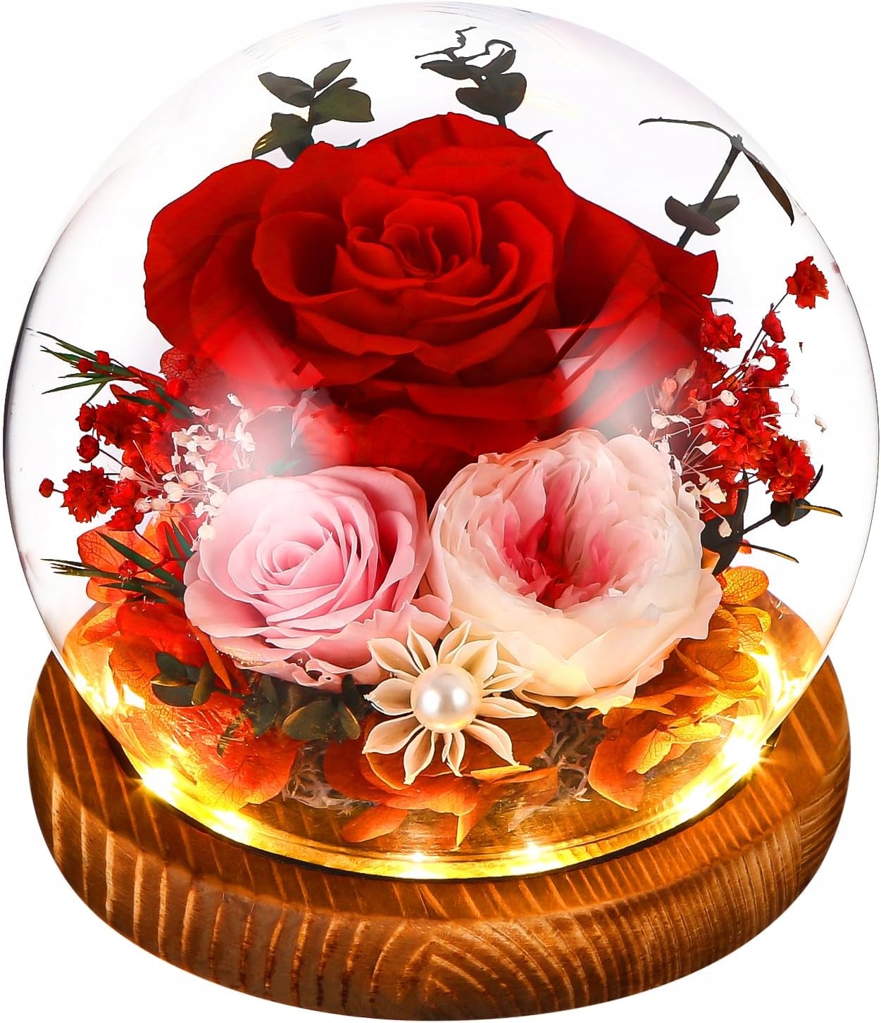 Stabilizovaná Růže Ve Skle Se Světlem Pro Ženy Na Valentýna