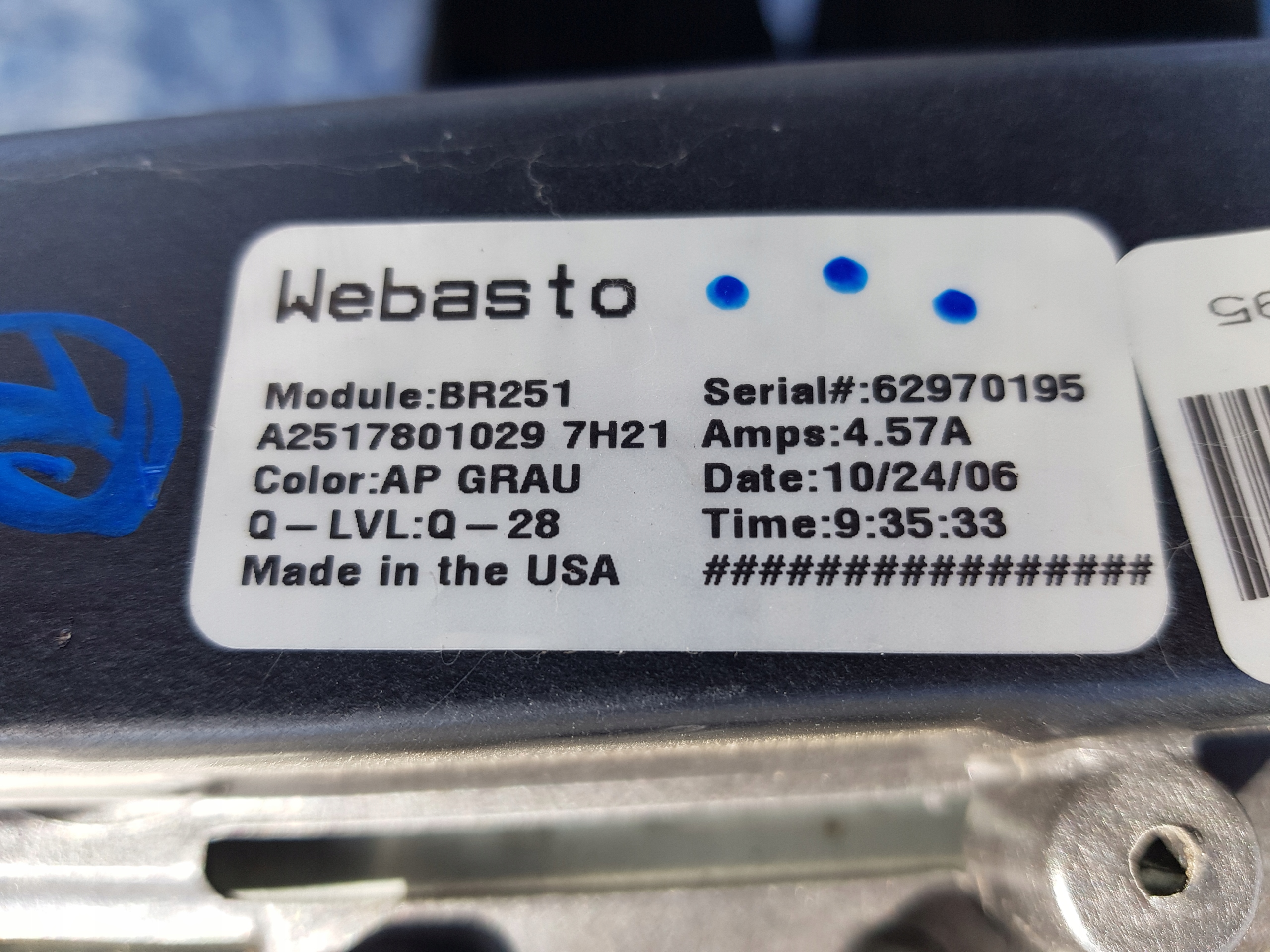 Schiebedach MERCEDES W251 R-KLASA A2517801029