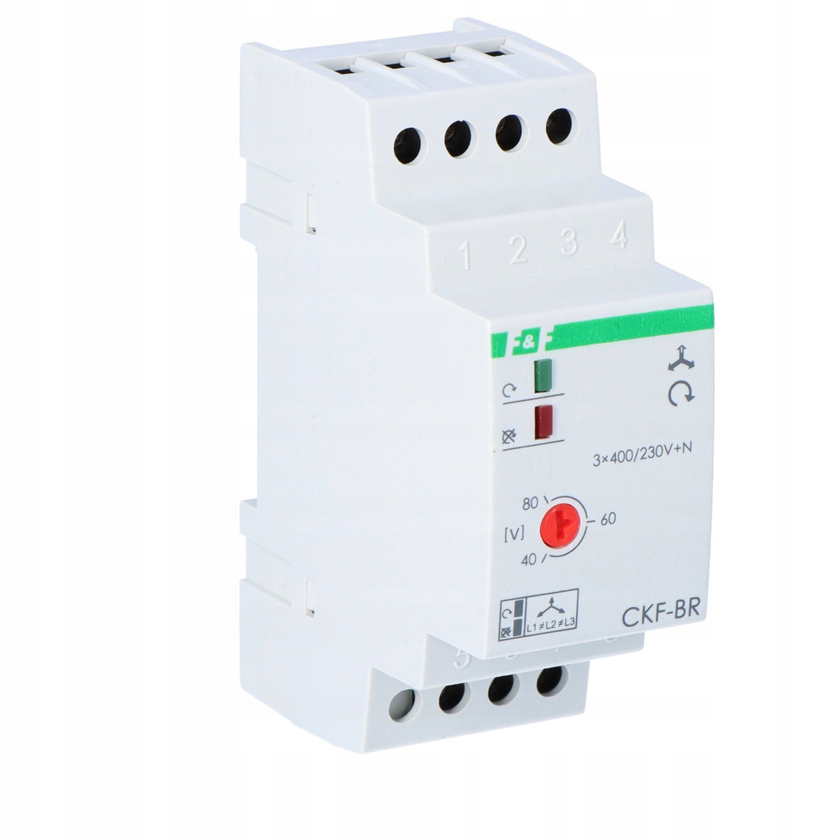 Snímač pořadí a zániku fáze Ckf-br kontaktů: 1P, I=10A, nastavitelný práh: