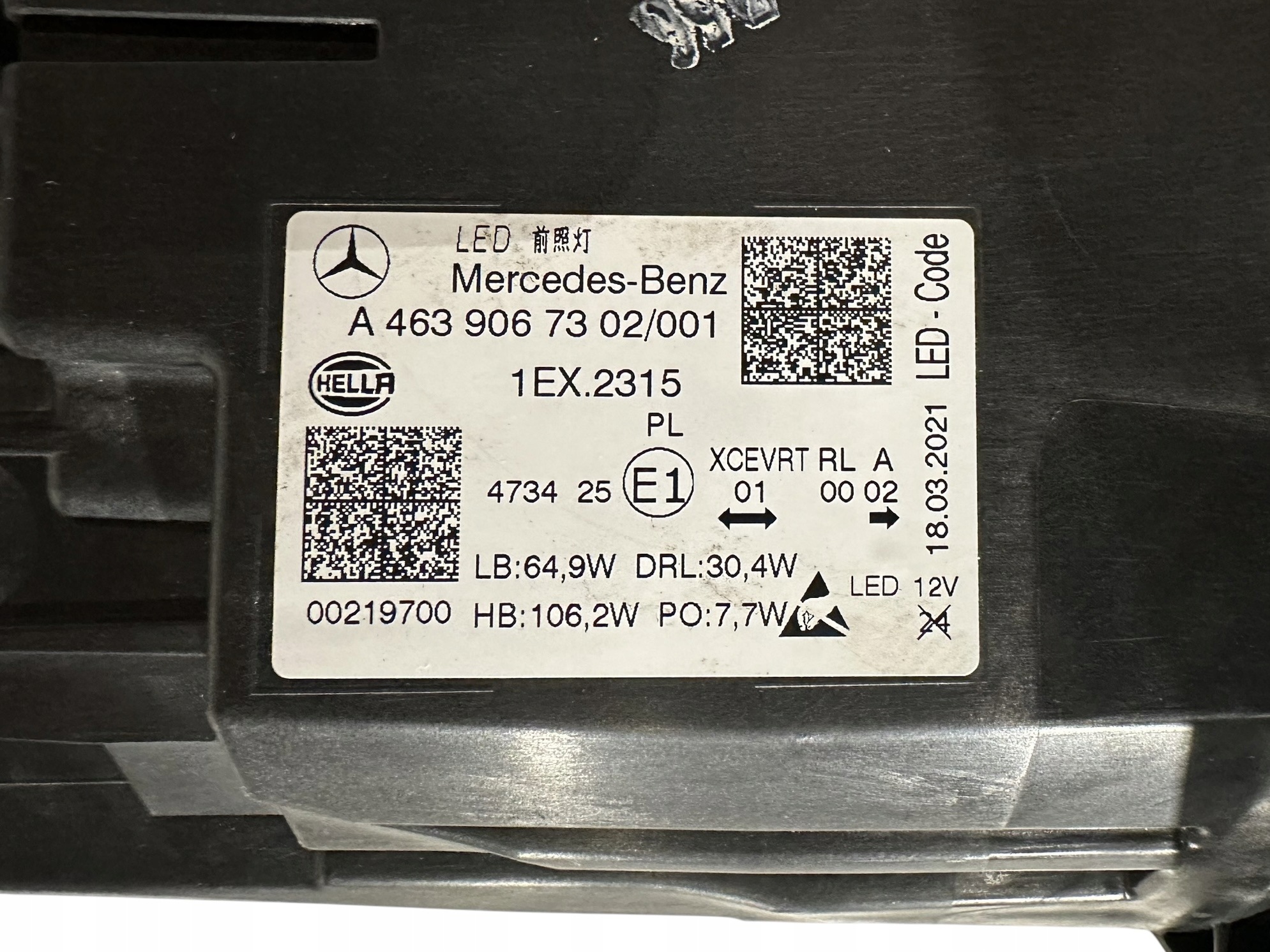 MERCEDES G W463 reflektor left light A4639067302