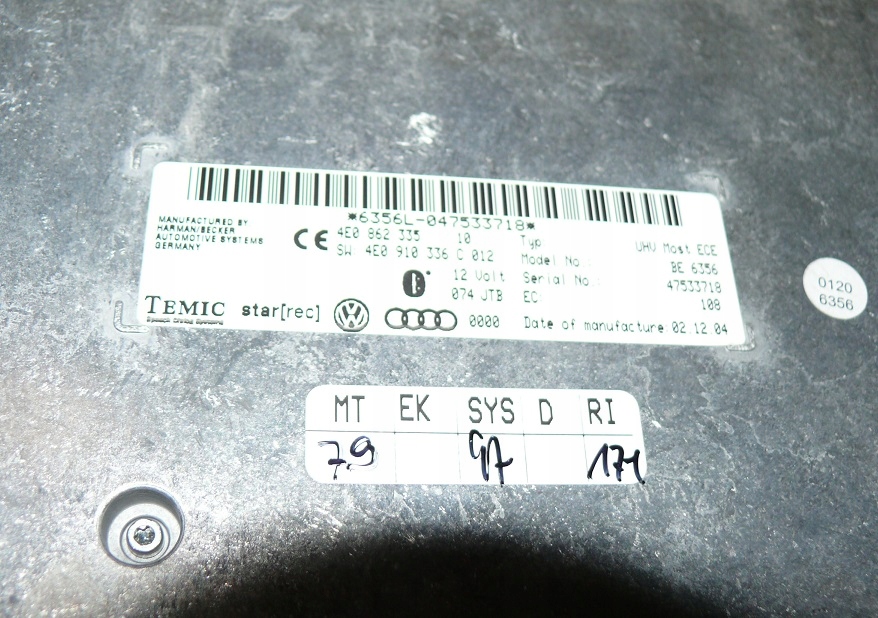 modul Bedienteil BLUETOOTH Gehäuse AUDI A6 C6 04-08r. 4E0862335 4E910336C