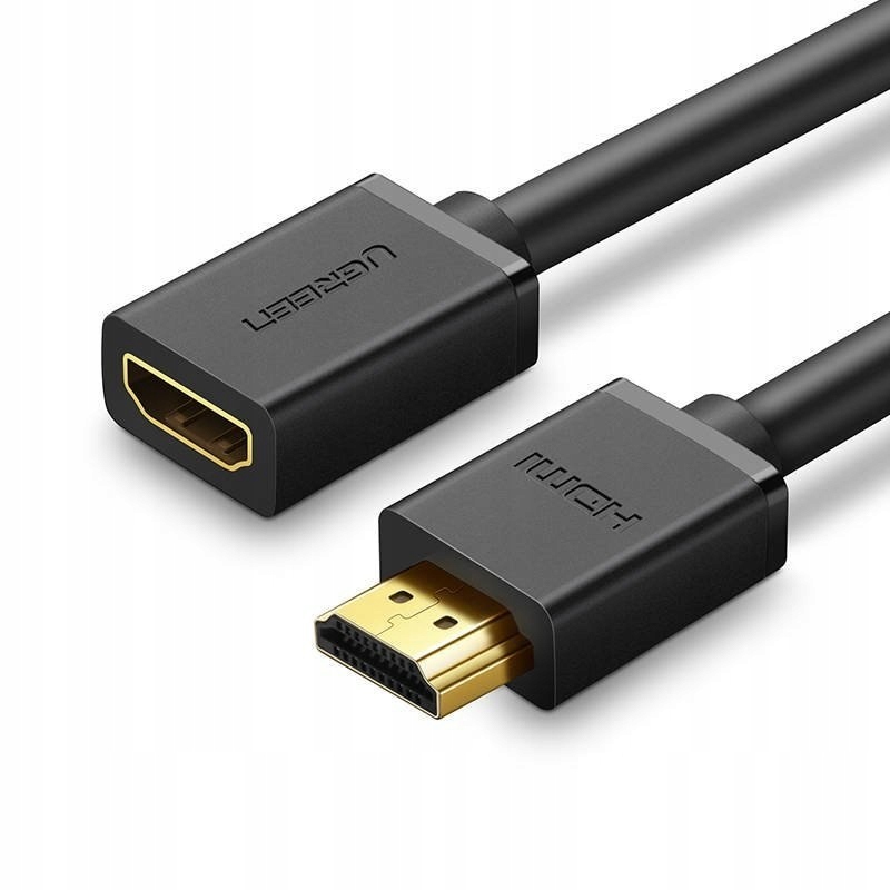 Kabel Hdmi męski do Hdmi żeński Ugreen HD107, FullHD, 3D, 1m (czarny)