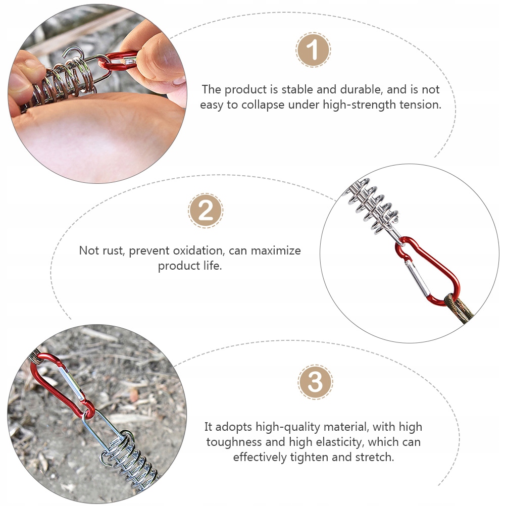 WIATROSZCZELNA KLAMRA SPRĘŻYNOWA NAPINAJĄCA LINĘ NAMIOTOWĄ Długość maksymalna 1.2 m