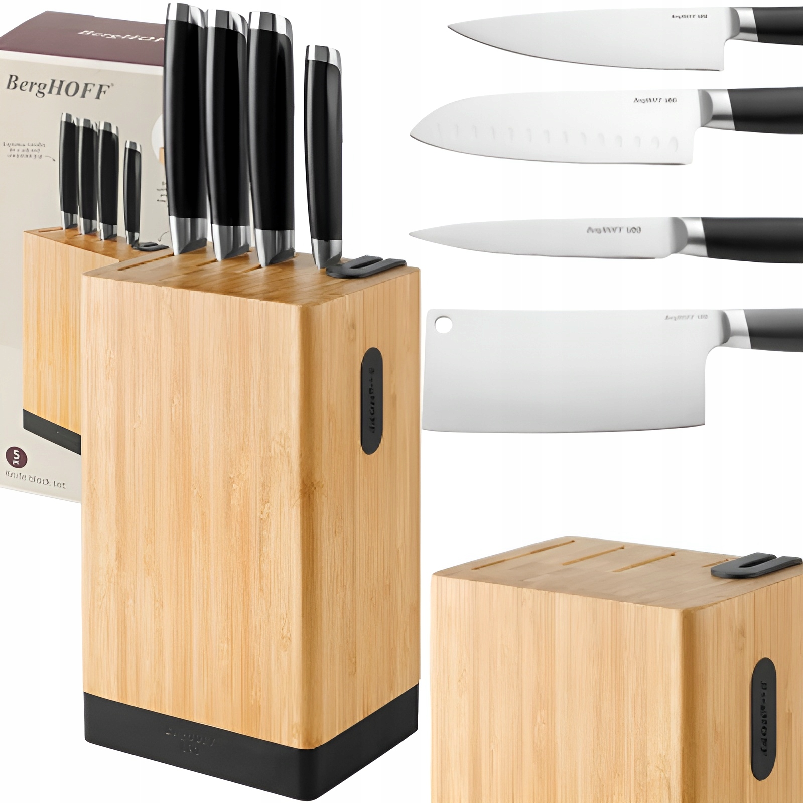 Sada nožov Berghoff Graphite 5 kusov, blok s brúskou a magnetom