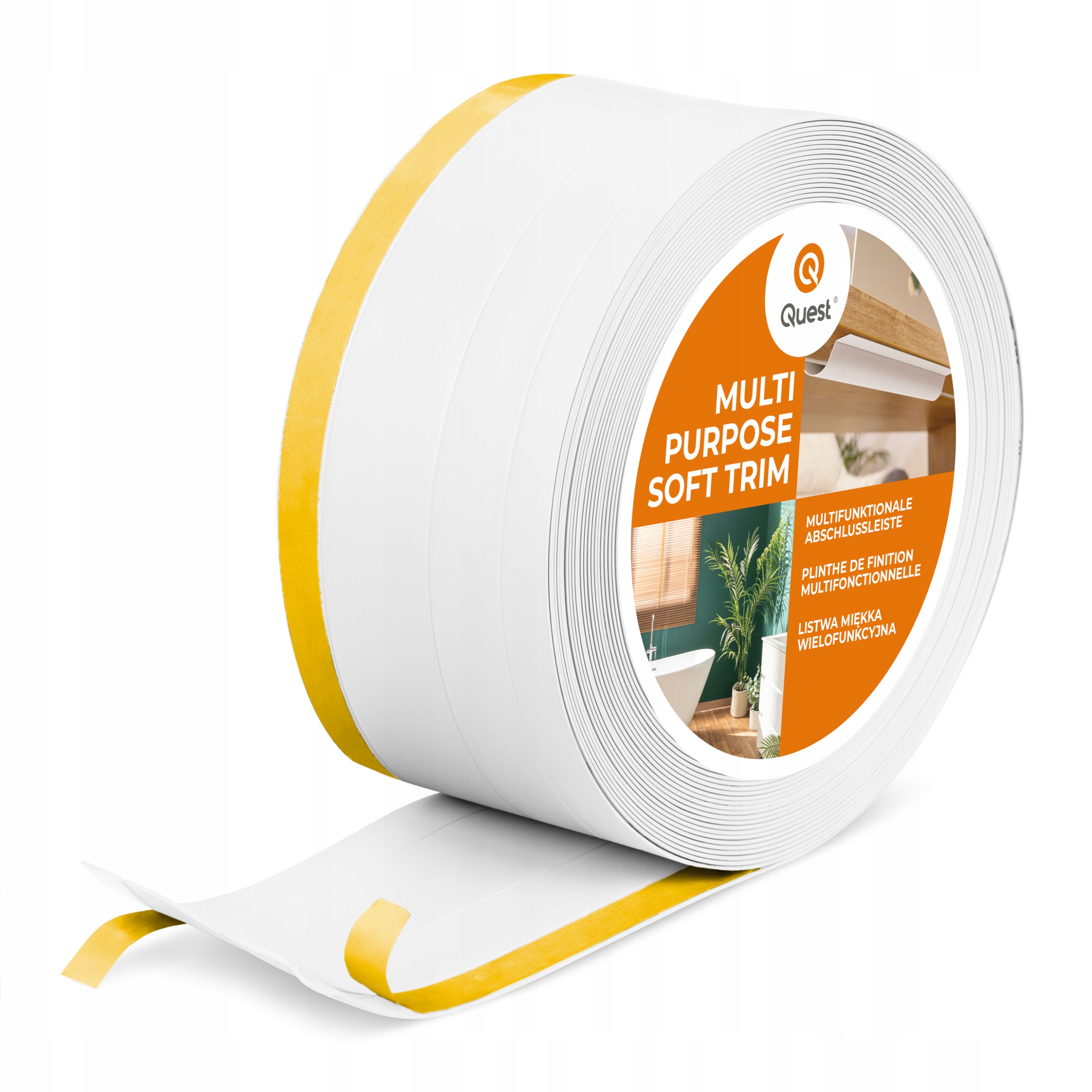 Pvc dokončovacia lišta 4in1 samolepiaca, biela 120 mm, 20 m, W2