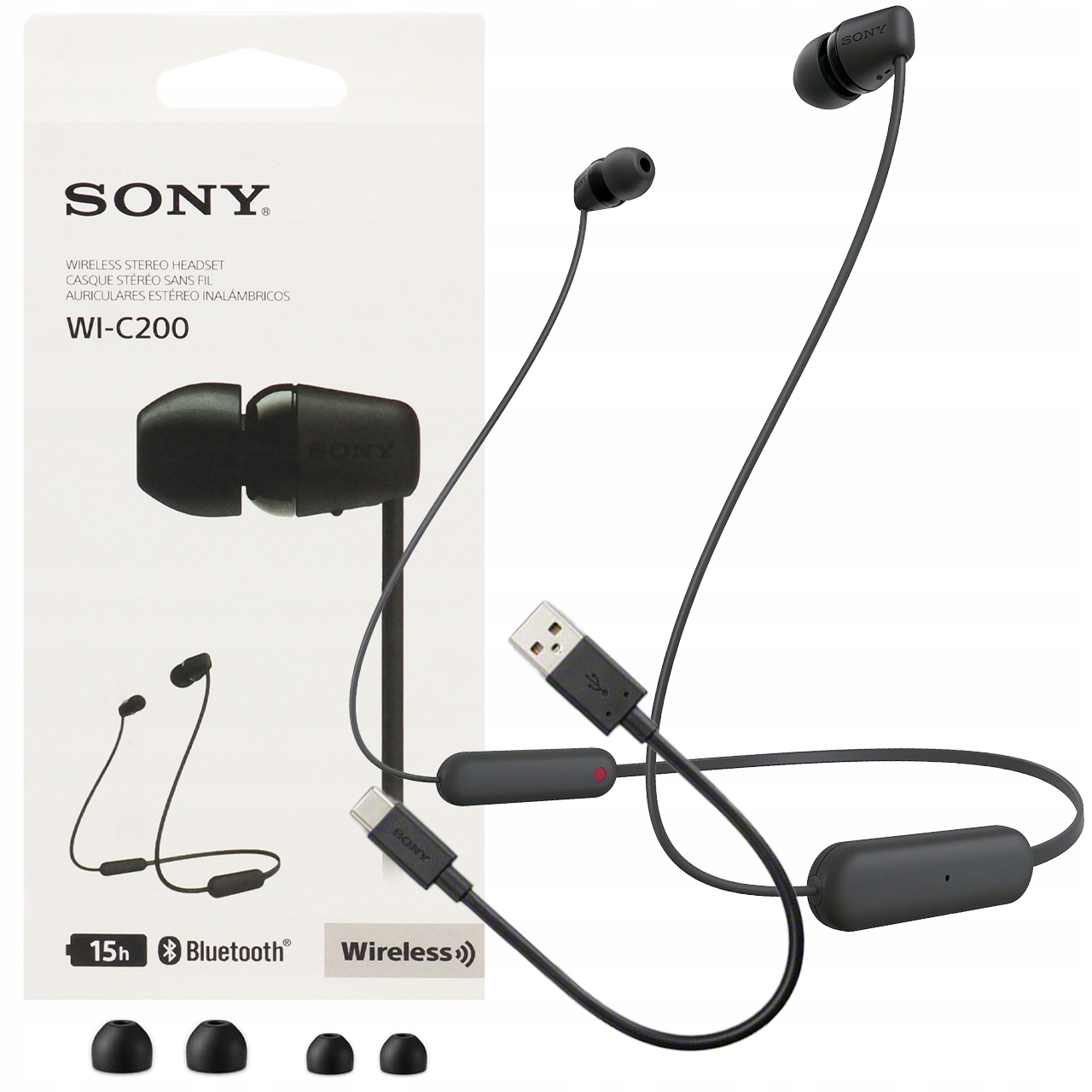 Bezdrátová Sluchátka Sony WI-C200 IPX4 Bt 5.0 Hlasový Asistent 15 h