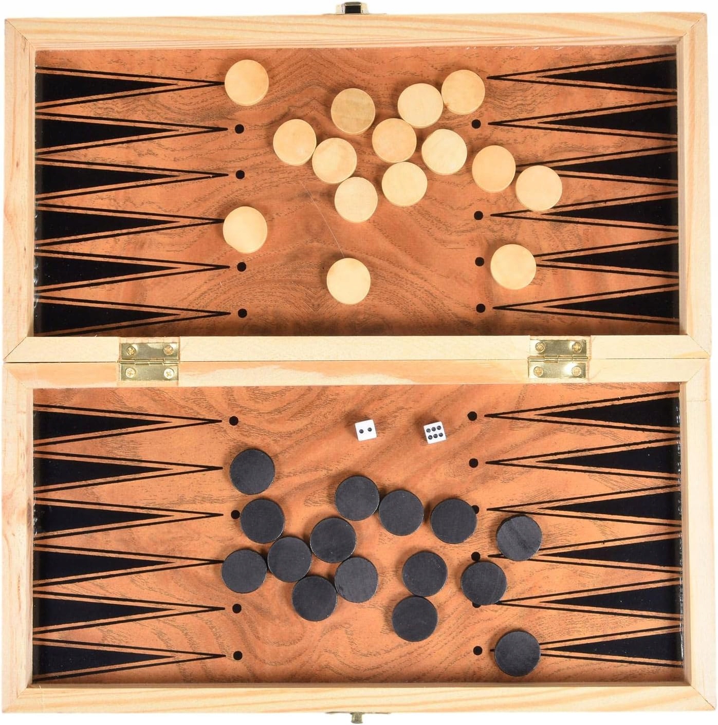 ZESTAW 3W1 DUŻE SZACHY DREWNIANE KLASYCZNE WARCABY TRYKTRAK GRA 34 x 34cm Minimalna liczba graczy 2