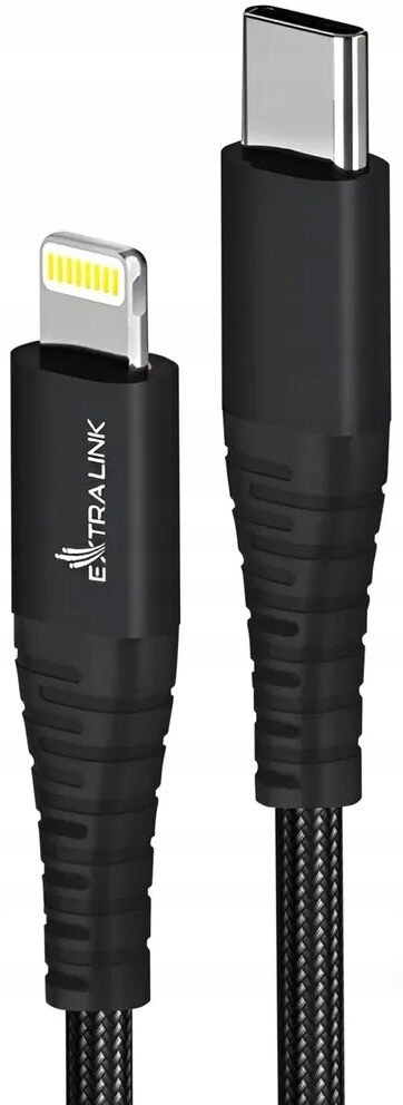Extralink Smart Life Usb Type- C to Lightning Cable Braided Czarny Kabel C