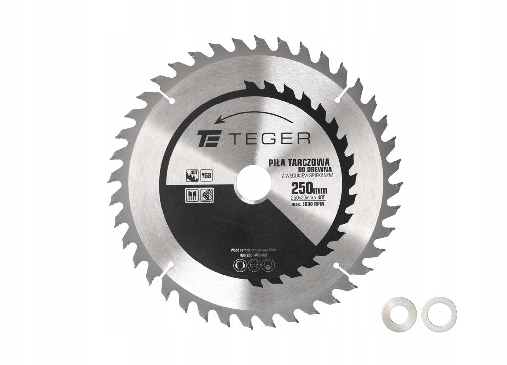 Piła tarczowa do drewna z węglikiem spiekanym 250x30x40T TEGER