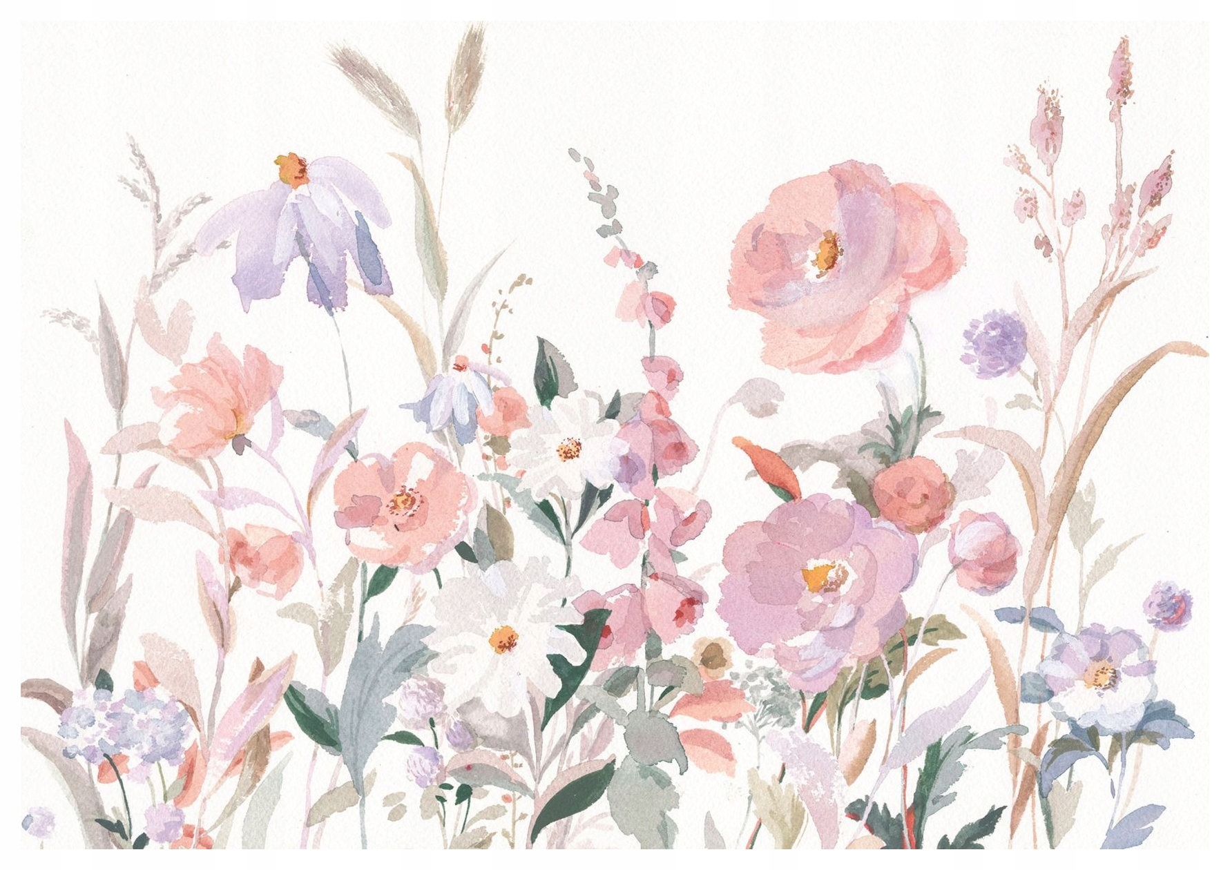 Vliesová fototapeta Akvarelové pastelové kvety Odtiene 312x219 lepidlo