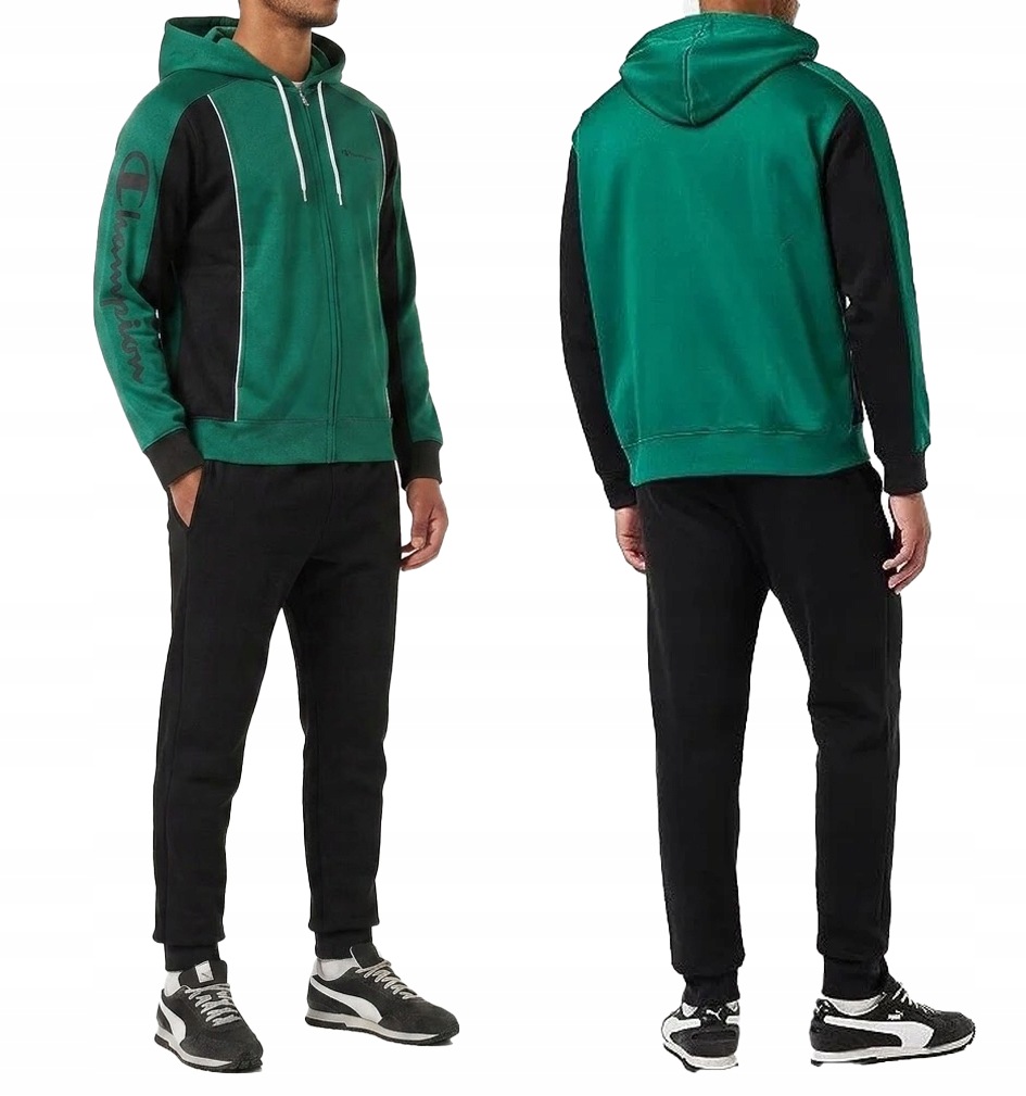 3399 Teplákovka Champion Pánský Rozepínací Komplet S Kapucí Big Logo Zelená XL