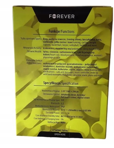 SMARTWATCH DAILY SW-116 FOREVER CZARNY EAN (GTIN) 5907457717992