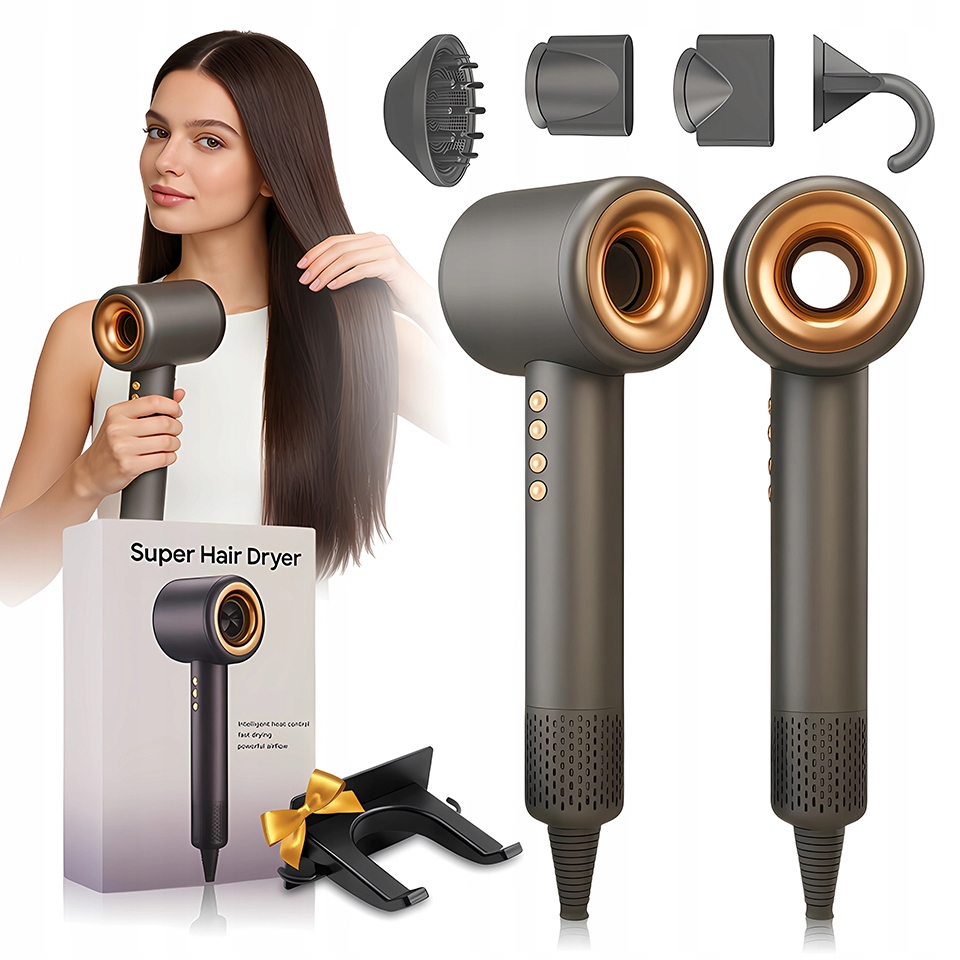 Vysoušeč vlasů 1600W ionizace 4 trysky difuzér držák součástí balení