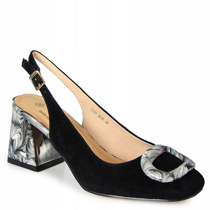 S.barski LZ61-2010 Černé Kožené Sandály S Ozdobou 37