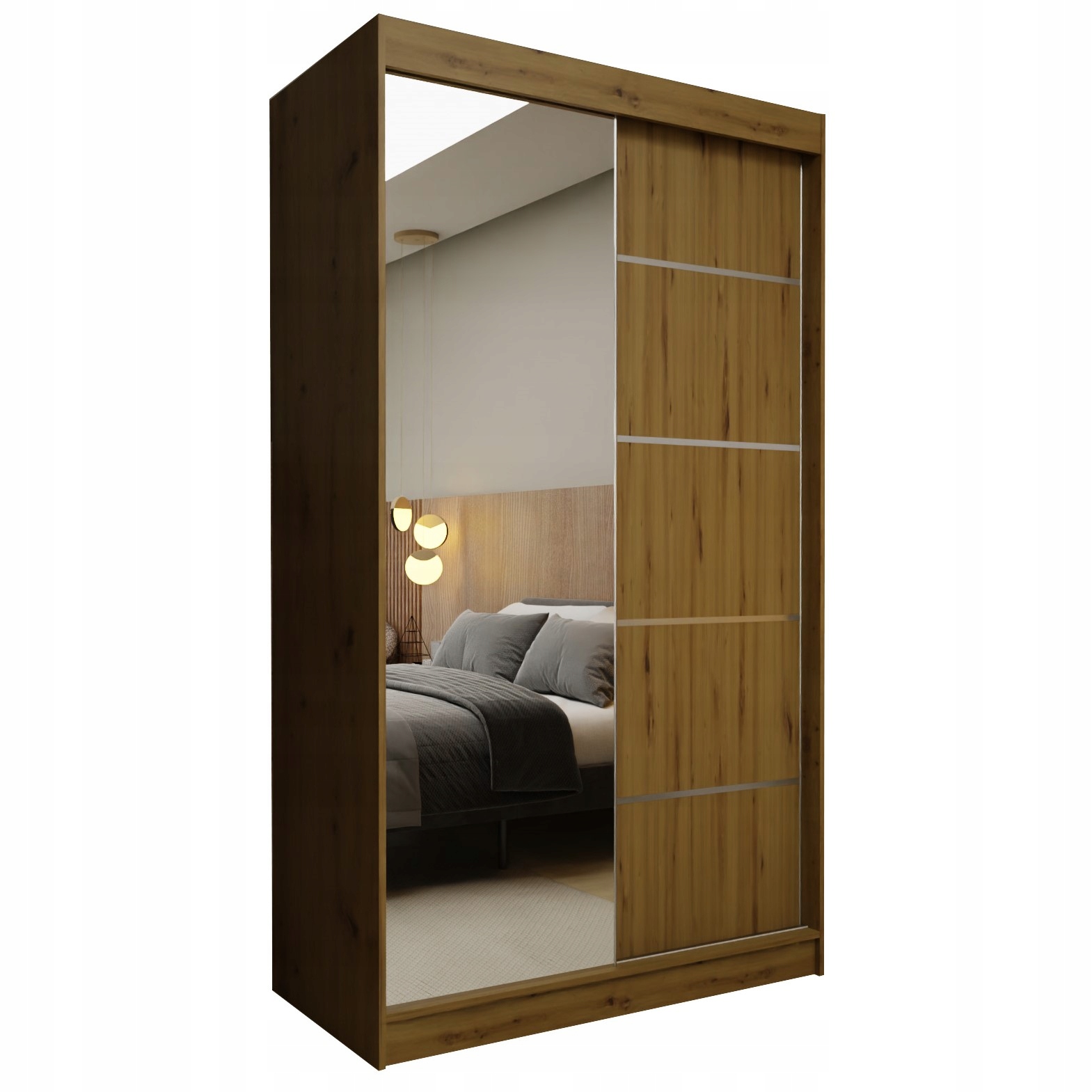 Skříň Mirella 120 cm se zrcadlem Skříň Dvoudveřová dub Artisan