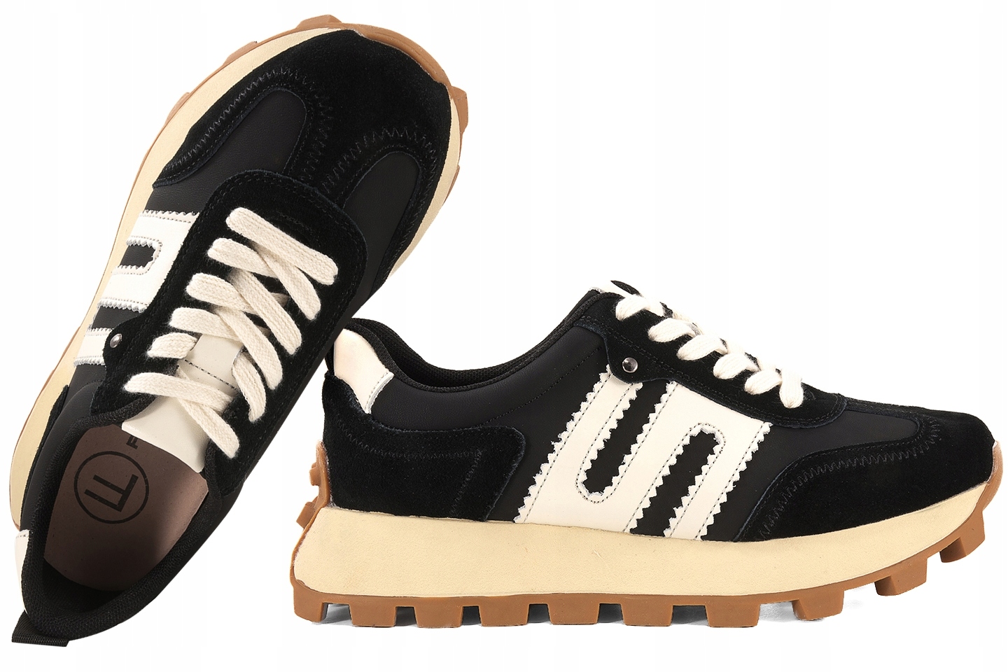 Filippo DP6743 Sportovní Polobotky Tenisky Na Platformě, Kožené, černé 37