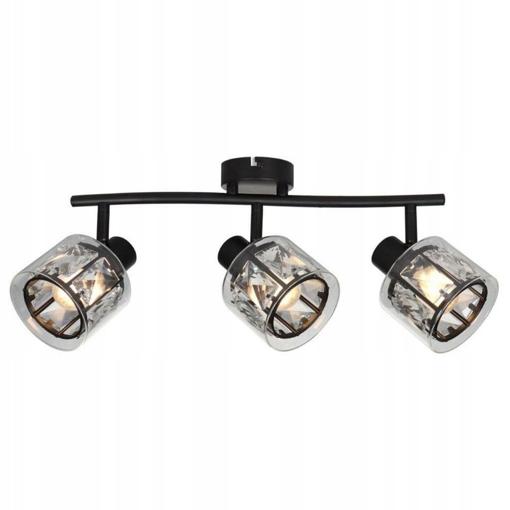 Čierny Elmo stropné svietidlo s regulovateľným krištáľom do chodby alebo obývačky