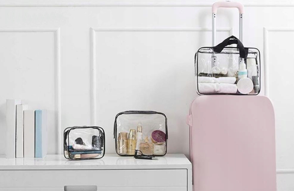 Zestaw kosmetyczka 3w1 przeźroczysta pojemna PCV Typ kuferek