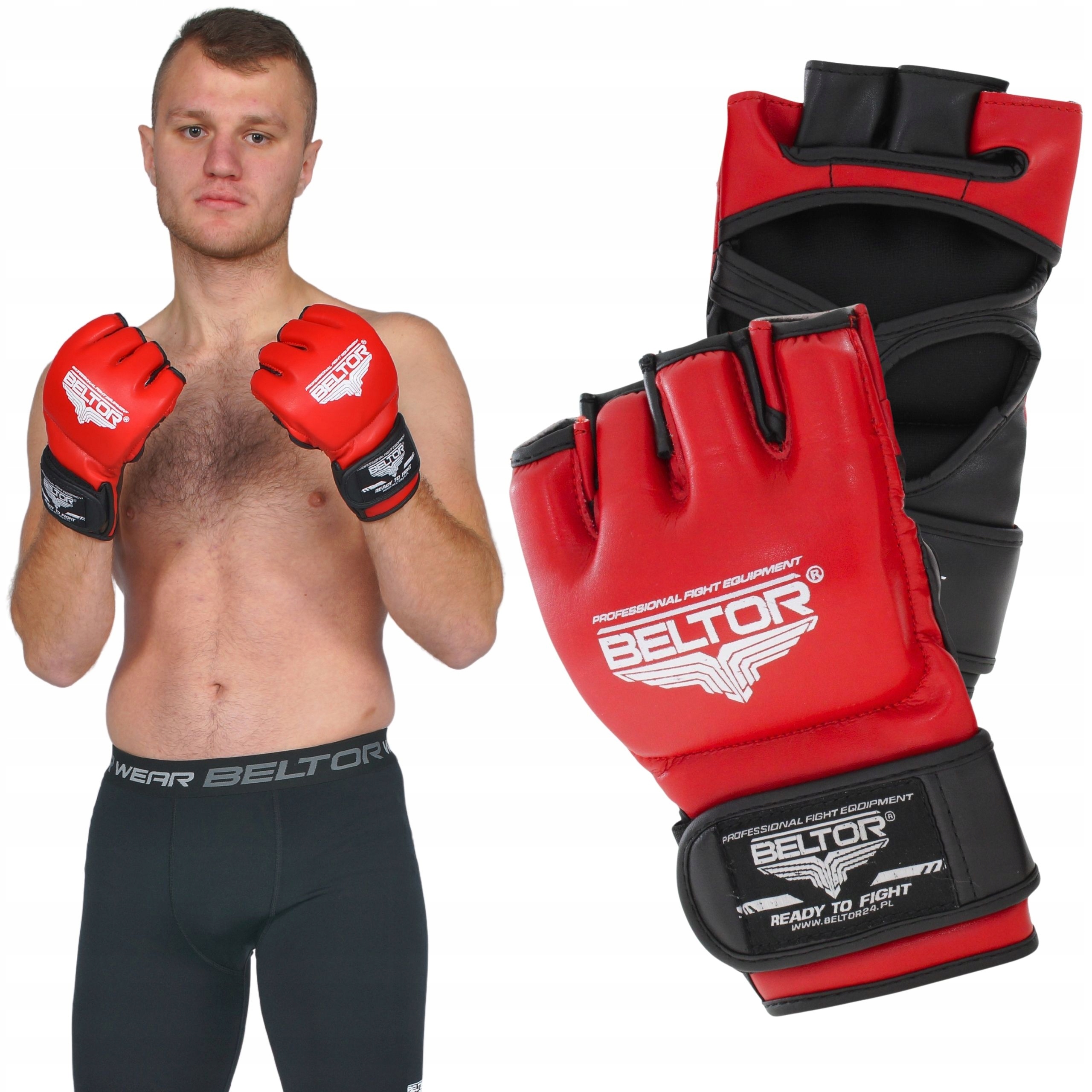 Beltor Rękawice Treningowe Mma Gladius Czerwone M Skóra Ekologiczna