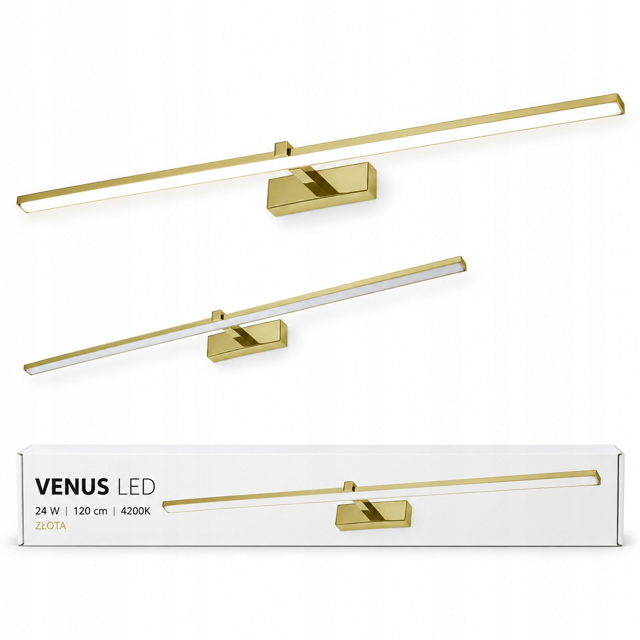 Zlatá Led lampa Venus 24W 120 cm nad zrcadlo do koupelny 4200K IP44 1640lm
