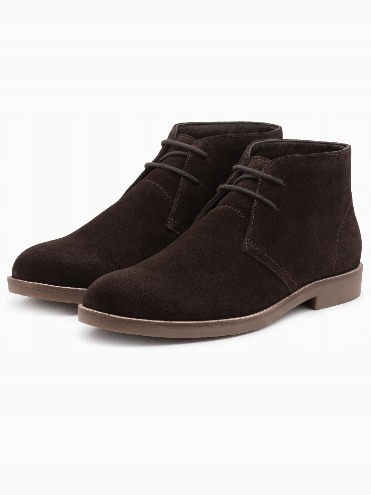 Buty męskie skórzane wiązane za kostkę ciemnobrązowe V1 OM-FOCS-0136 46
