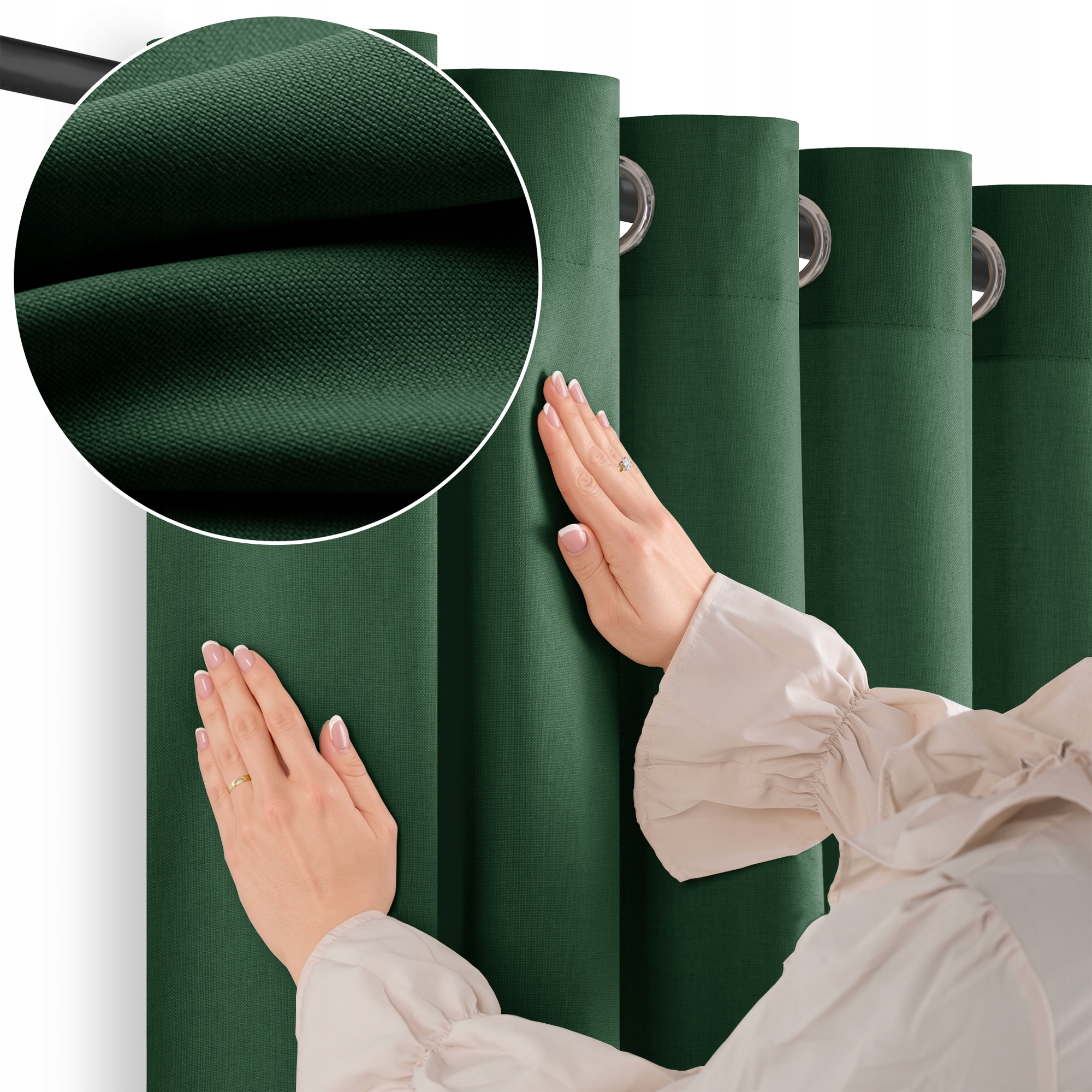 Filumi Záclony na průchodkách s lenovou vazbou do kuchyně Lahvově Zelená Barva 320x240