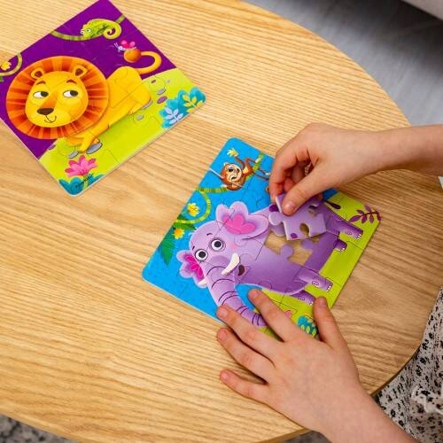 PIANKOWE PUZZLE 2W1 ZWIERZĘTA ZOO DLA NAJMŁODSZYCH UKŁADANKA ROTER KAFER Liczba elementów 25