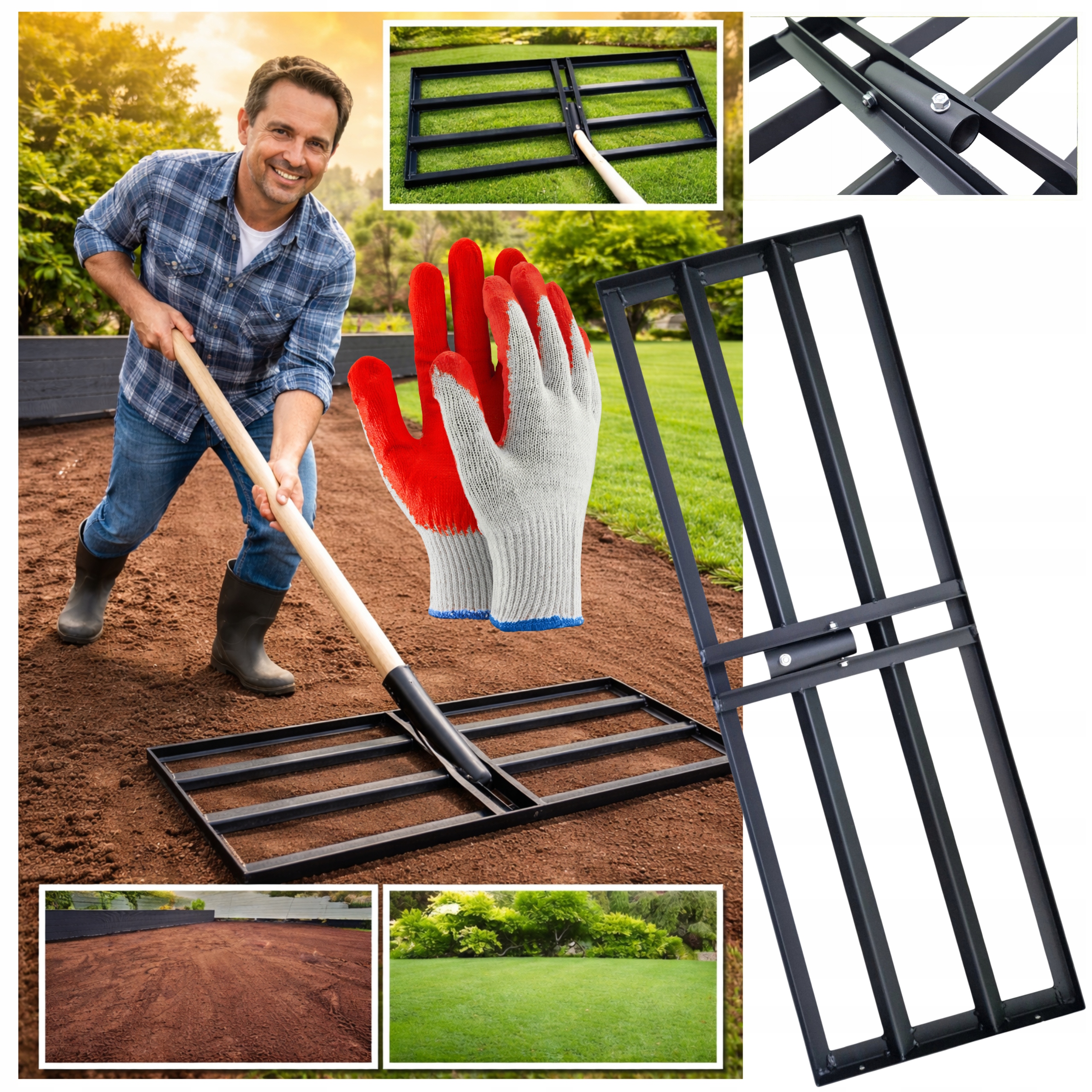 Ruční Nivelátor Terénu Rovník Trávníku Kretowisk 120x30cm Kvalita Solid