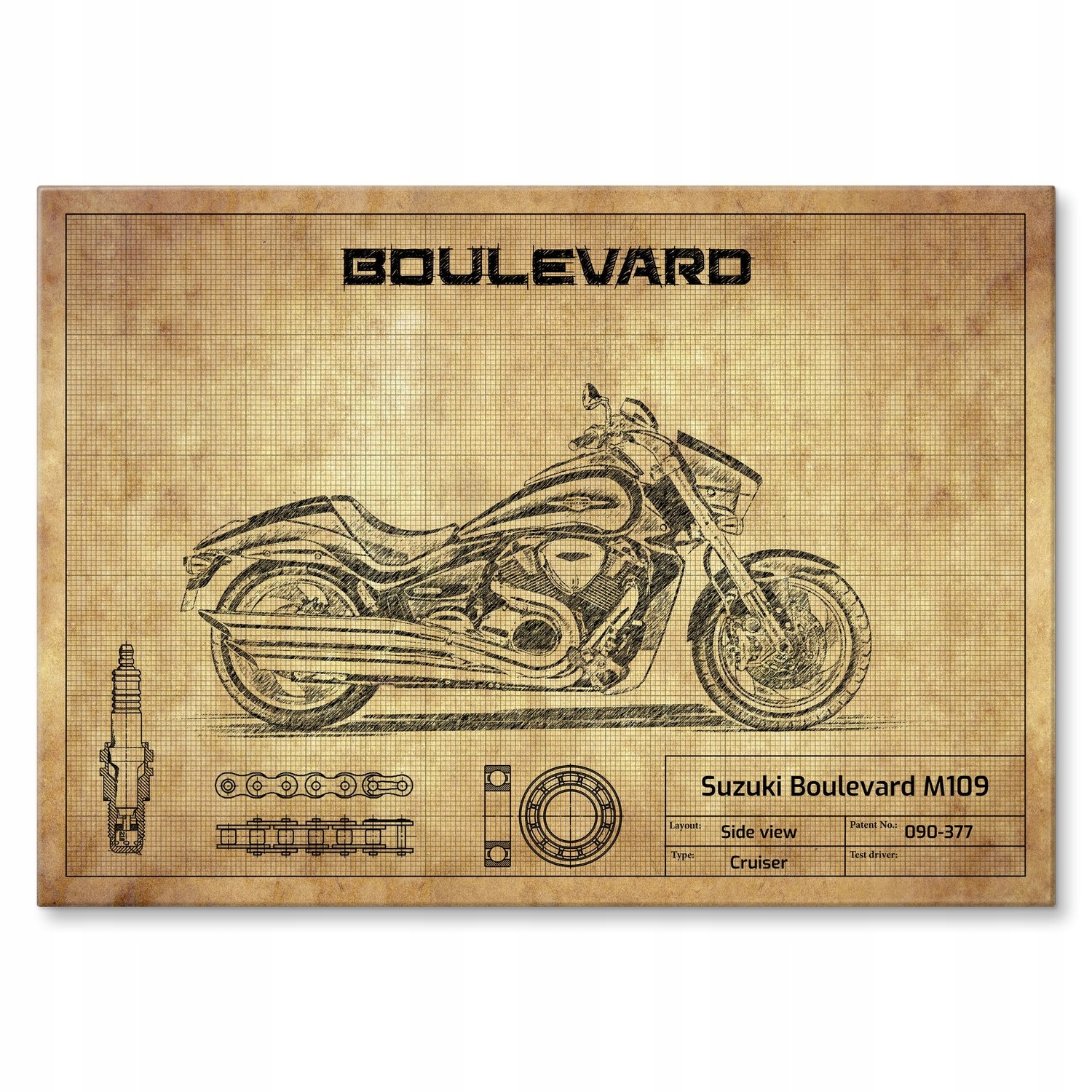 Kovový plakát Suzuki Boulevard M109 Šidítko Plech 42 x 59,4 cm Dárek