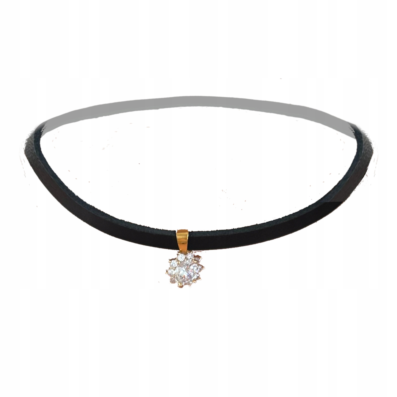 Choker na krk kožený zirkon dárek černý chirurgický květ zlatý