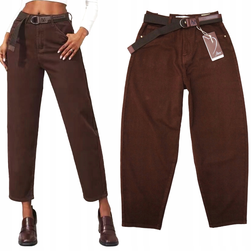 M.sara Balloon Dámské Džíny Hnědé Čokoládové Vysoké 38/M