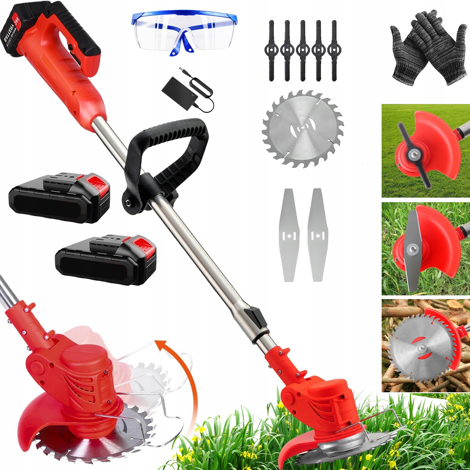 Akumulátorová Vyžínač Křovinořez Zahradní Sekačka Na Trávu 24V Set 2x Aku