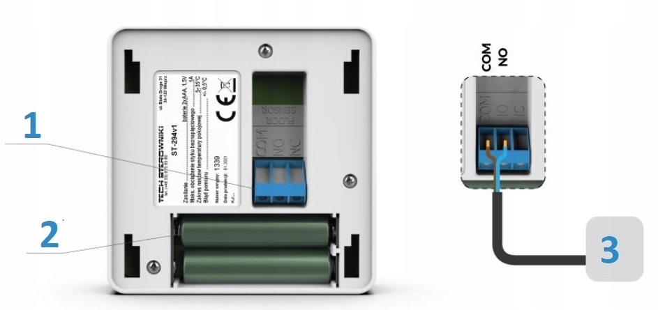 STEROWNIK REGULATOR POKOJOWY PRZEWODOWY NATYNKOWY TECH ST-294 v1 CZARNY Rodzaj sterownik