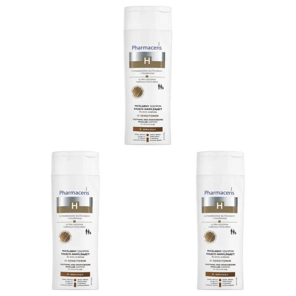 3x Pharmaceris H Sensitonin Micelarny szampon kojąco-nawilżający, 250 ml