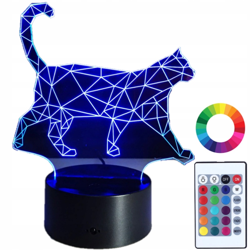 

Lampka Nocna Kot Kotek 3D Led Imię
