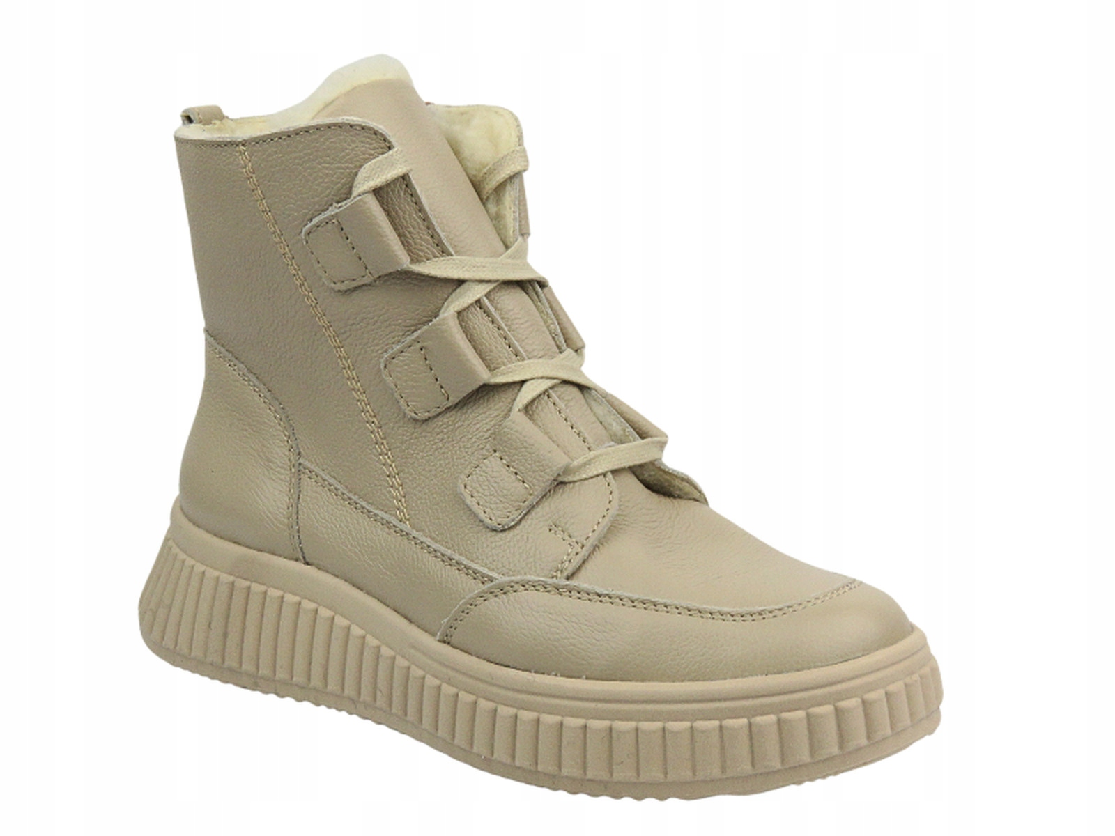 Dámské kožené kotníkové kotníkové boty Helios 559 v ecru barvě r39