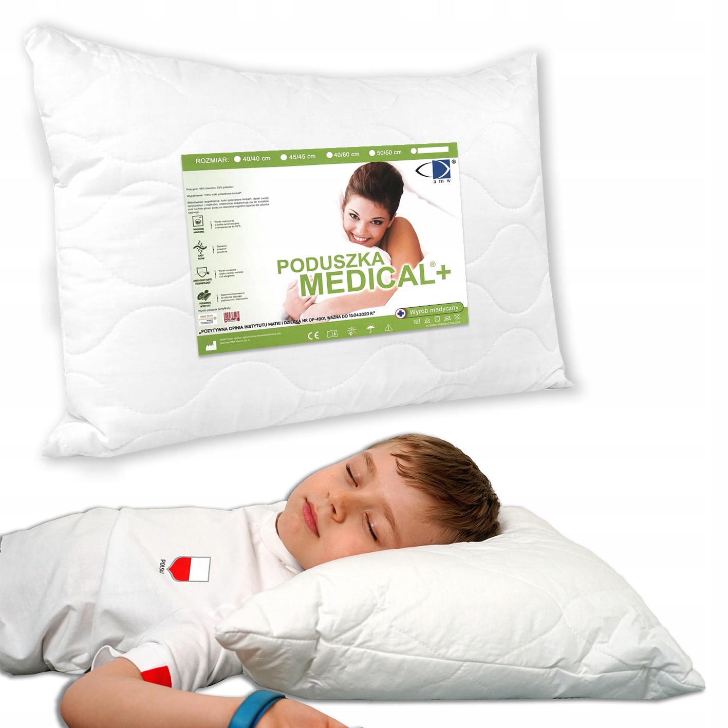 

Polska Poduszka Medical 40x60 puszysta Amw 95*C