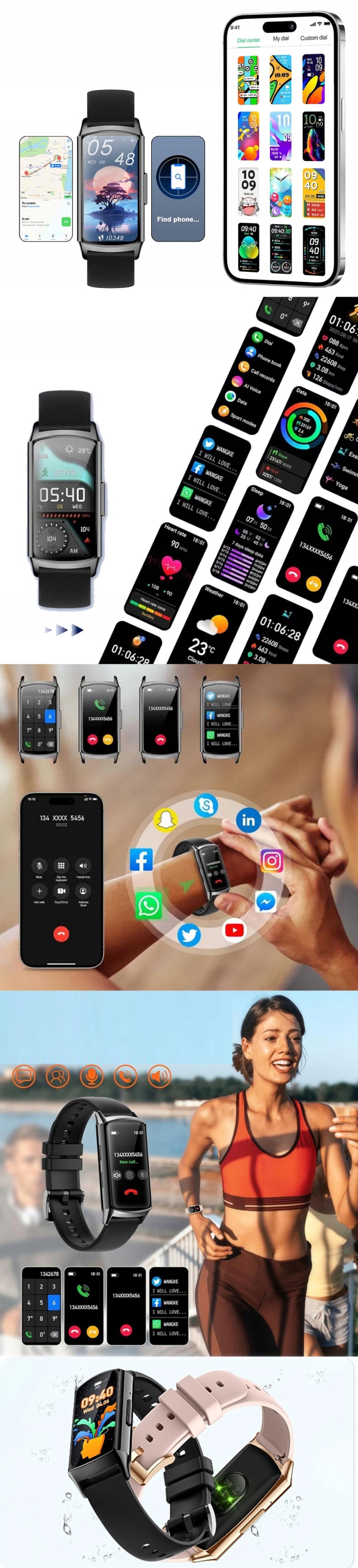 SMARTBAND BAND SMARTWATCH OPASKA ZEGAREK AMOLED SP02 BLUETOOTH PRO SMART BT Materiał paska guma