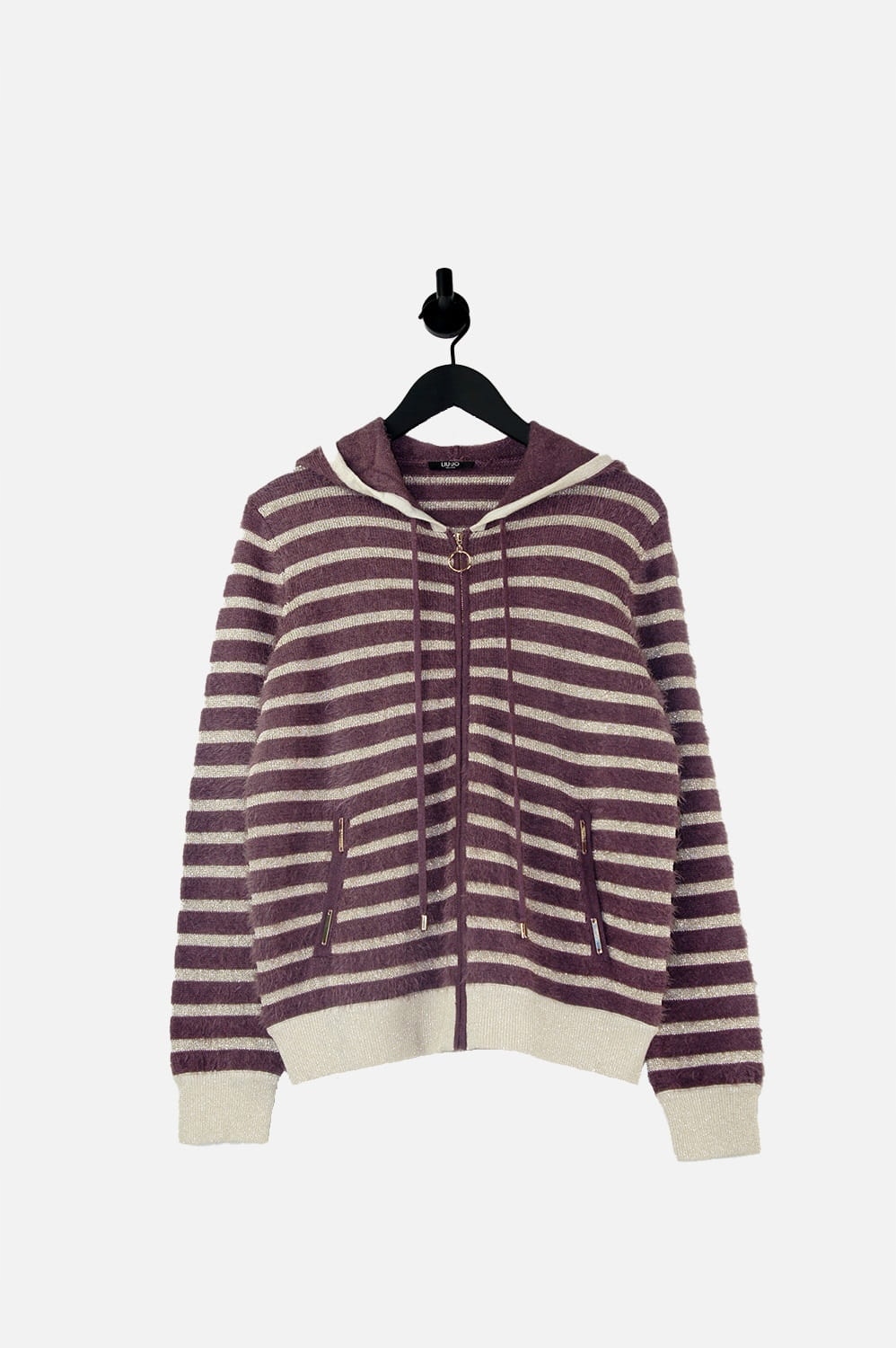 Liu Jo Fialový Pruhovaný Svetr Kapuce (M)